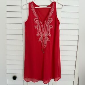Coral shift dress, size small.